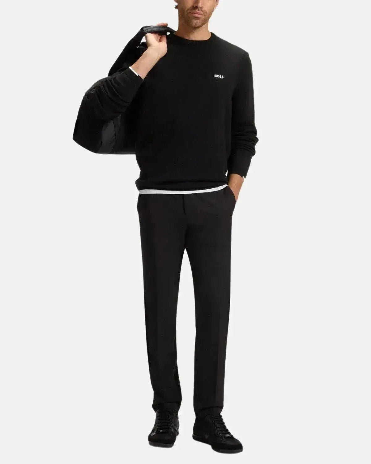 BOSS MENS K - EVERX CREWNECK COTTON KNIT BLACK – HUGO-BOSS-50541940-001-M | Studio DOS by Designer Outlet Sales
