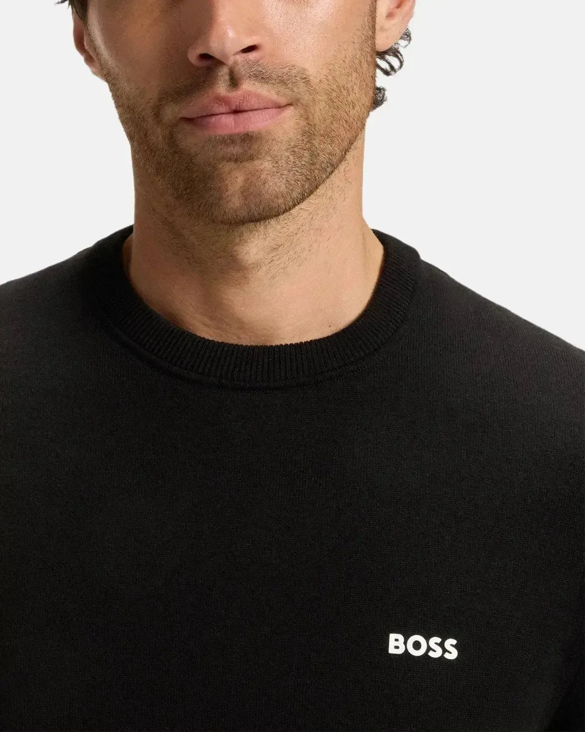 BOSS MENS K - EVERX CREWNECK COTTON KNIT BLACK – HUGO-BOSS-50541940-001-M | Studio DOS by Designer Outlet Sales