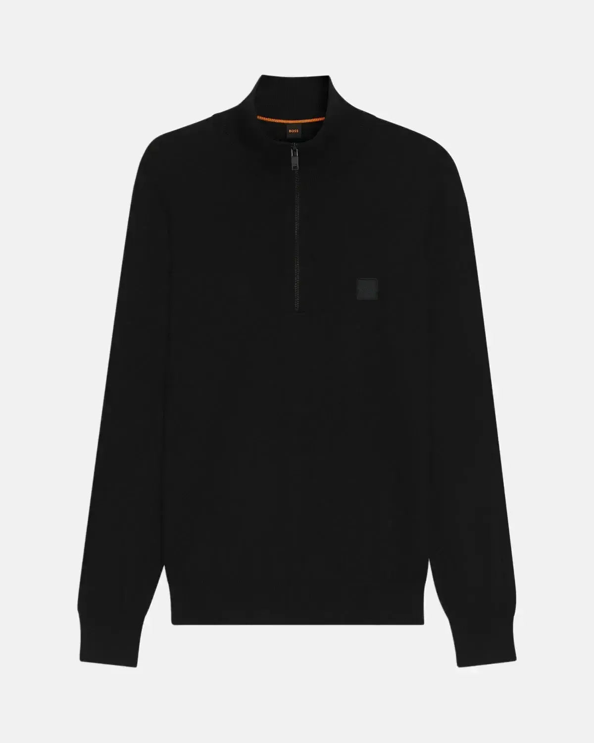 BOSS MENS KANOBIX 1/4 ZIP COTTON CASHMERE KNIT BLACK – HUGO-BOSS-50527585-001-S | Studio DOS by Designer Outlet Sales