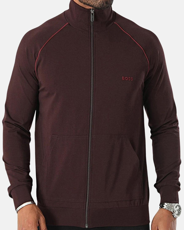 BOSS MENS MIX AND MATCH ZIP SWEAT OPEN RED-Designer Outlet Sales