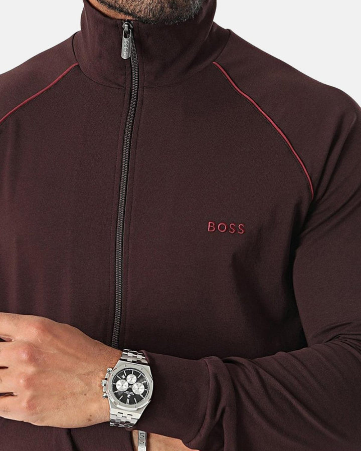 BOSS MENS MIX AND MATCH ZIP SWEAT OPEN RED-Designer Outlet Sales