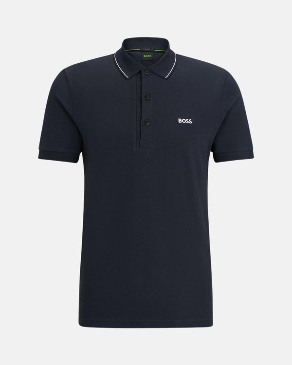 BOSS MENS PAULE 4 POLO SHIRT NAVY-Designer Outlet Sales