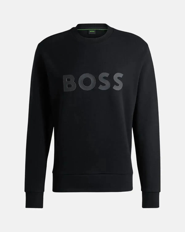 BOSS MENS SALBO SANDWICH LOGO SWEATSHIRT BLACK-Designer Outlet Sales