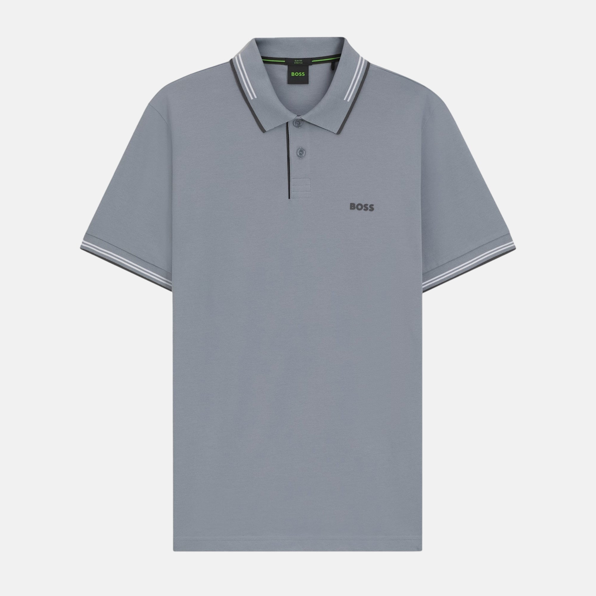 BOSS Mens Slim Fit Paul Polo Shirt Dark Grey White – SPR283-S | Studio DOS by Designer Outlet Sales