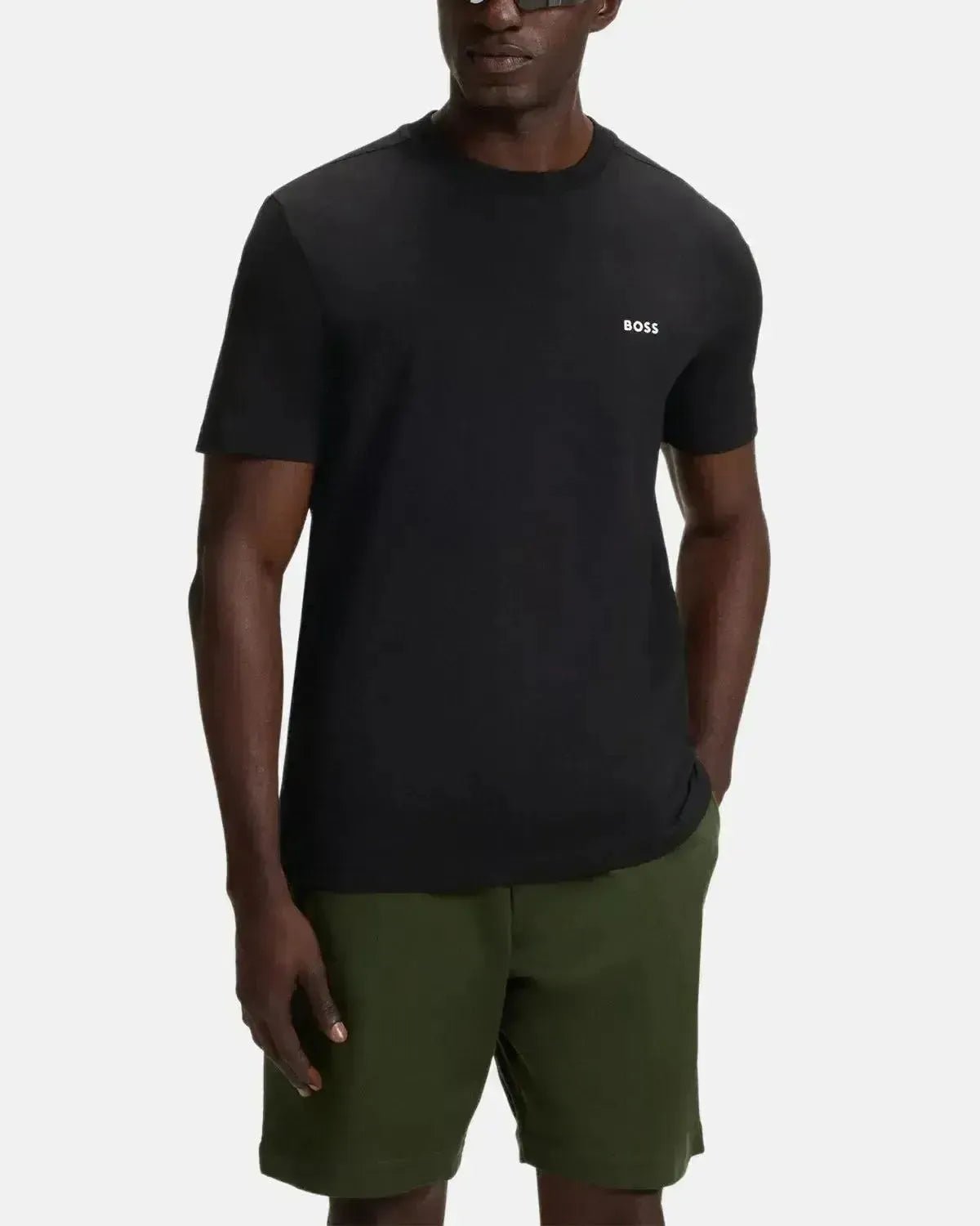 BOSS MENS STRETCH COTTON LOGO T - SHIRT BLACK – HUGO-BOSS-50506373-009-S | Studio DOS by Designer Outlet Sales