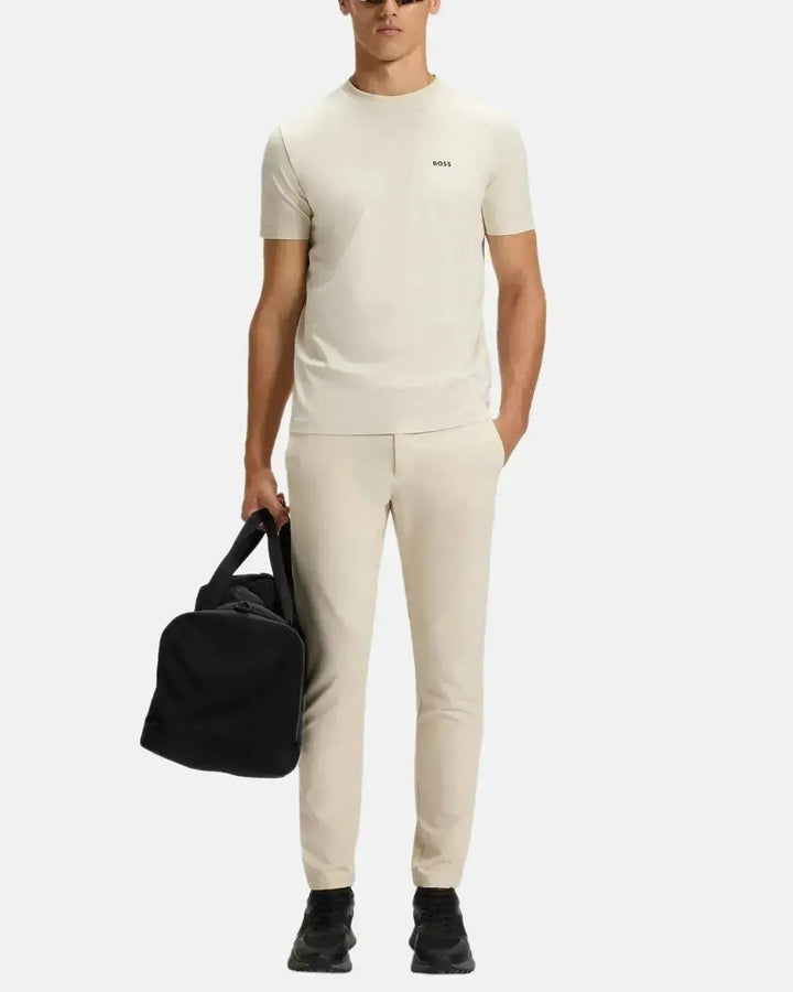 BOSS MENS STRETCH COTTON LOGO T-SHIRT NATURAL-Designer Outlet Sales