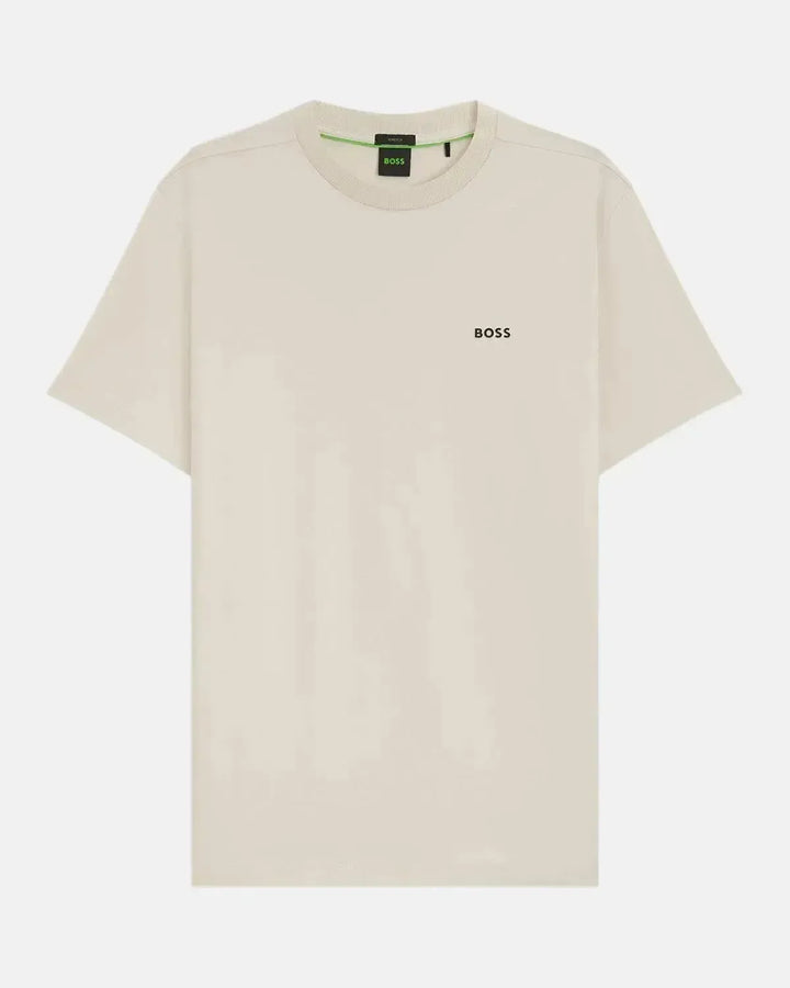 BOSS MENS STRETCH COTTON LOGO T-SHIRT NATURAL-Designer Outlet Sales