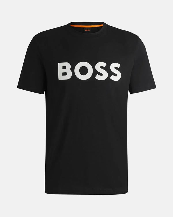 BOSS MENS STYLE THINKING 1 T-SHIRT BLACK-Designer Outlet Sales