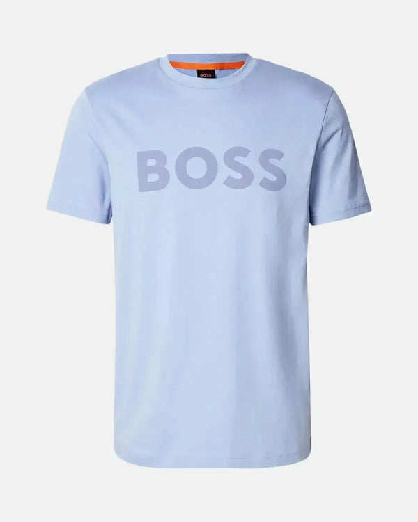 BOSS MENS STYLE THINKING 1 T-SHIRT LIGHT BLUE-Designer Outlet Sales