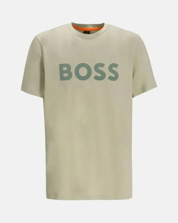 BOSS MENS STYLE THINKING 1 T-SHIRT MID GREEN-Designer Outlet Sales
