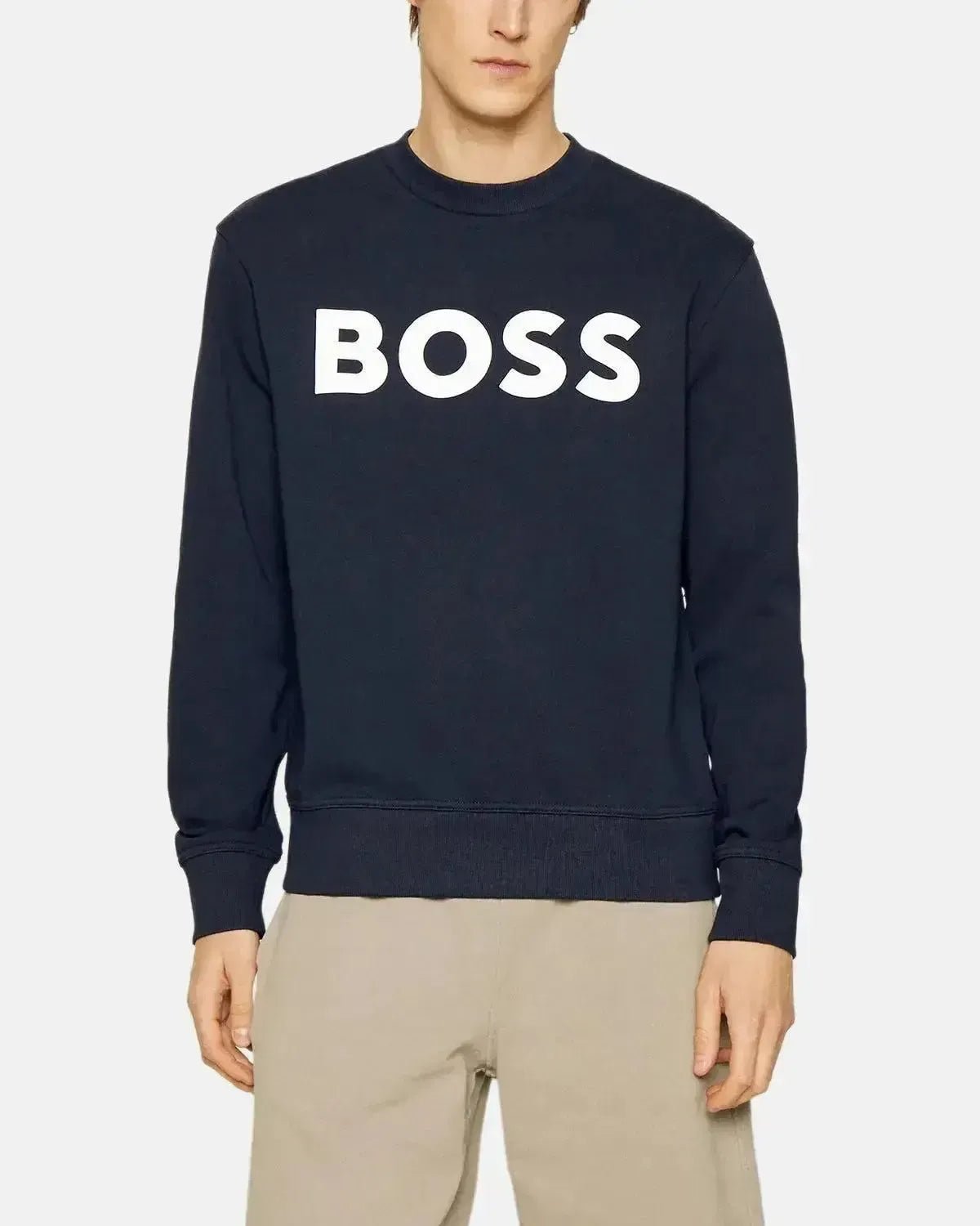 BOSS MENS WEBASIC LOGO SWEATSHIRT DARK BLUE – HUGO-BOSS-50487133-404-S | Studio DOS by Designer Outlet Sales