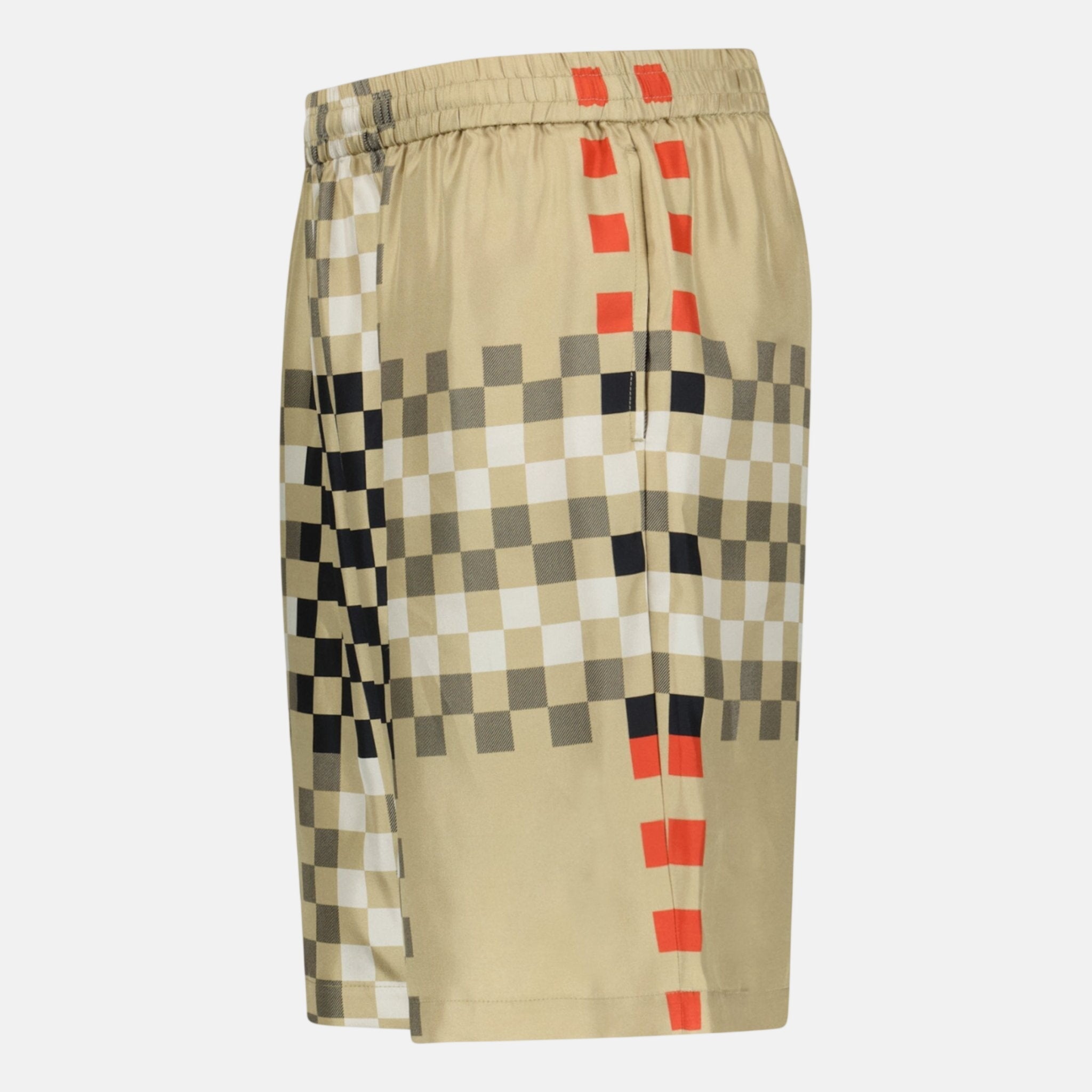 Burberry 'Bradeston' Silk Pixel Check Shorts Brown – C61 | Studio DOS by Designer Outlet Sales
