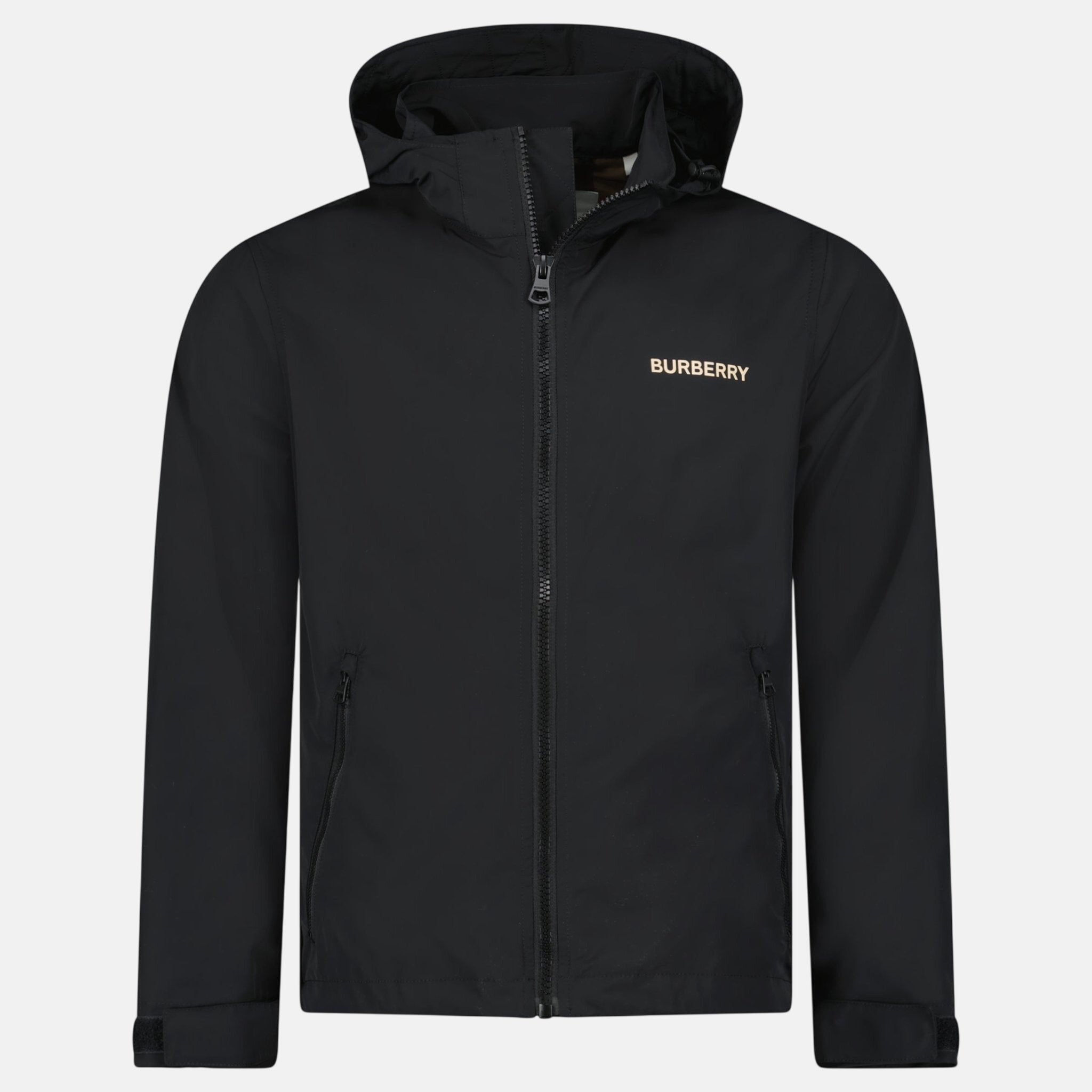 Burberry 'Hargrave' Zip - Up Logo Hooded Rain Jacket Black – sku-57793111785853 | Studio DOS by Designer Outlet Sales