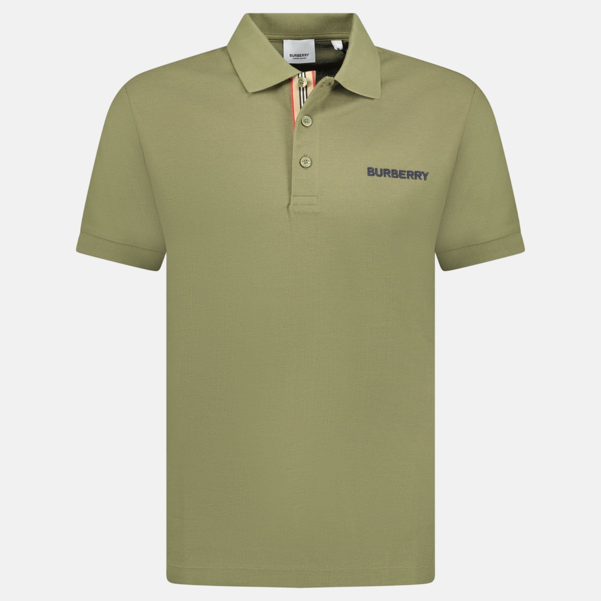 Burberry 'Hartford' Embroidery Logo Check Polo Shirt Olive – F16 | Studio DOS by Designer Outlet Sales
