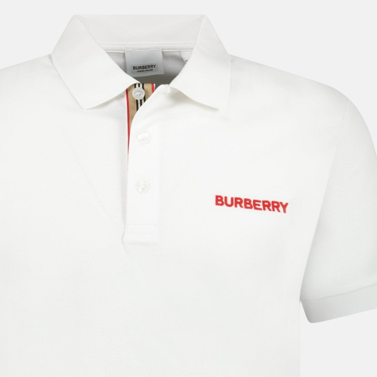 Burberry 'Hartford' Embroidery Logo Check Polo Shirt White – B1 | Studio DOS by Designer Outlet Sales
