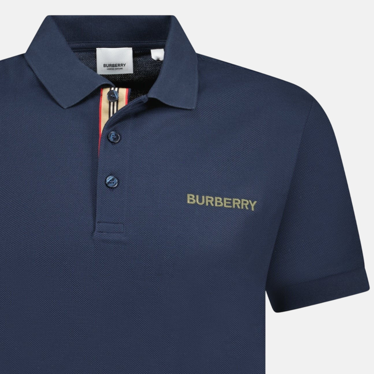 Burberry 'Hartford' Embroidery Logo Signature Stripe Polo Shirt Navy – F17 | Studio DOS by Designer Outlet Sales