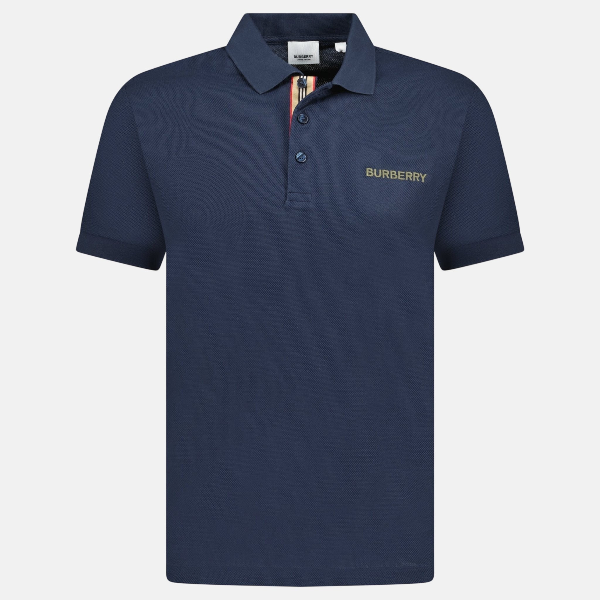 Burberry 'Hartford' Embroidery Logo Signature Stripe Polo Shirt Navy – F17 | Studio DOS by Designer Outlet Sales