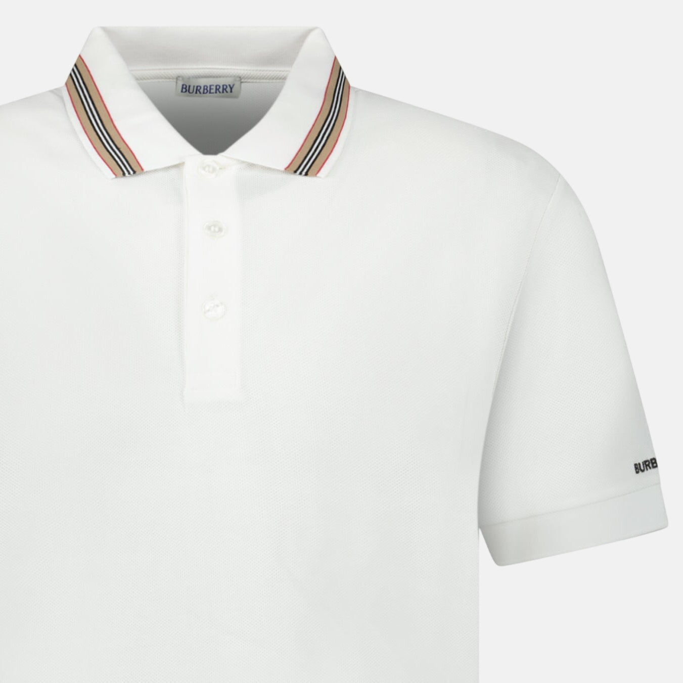 Burberry ‘Hartford’ Striped Check Short Sleeve Polo White – A5 | Studio DOS by Designer Outlet Sales