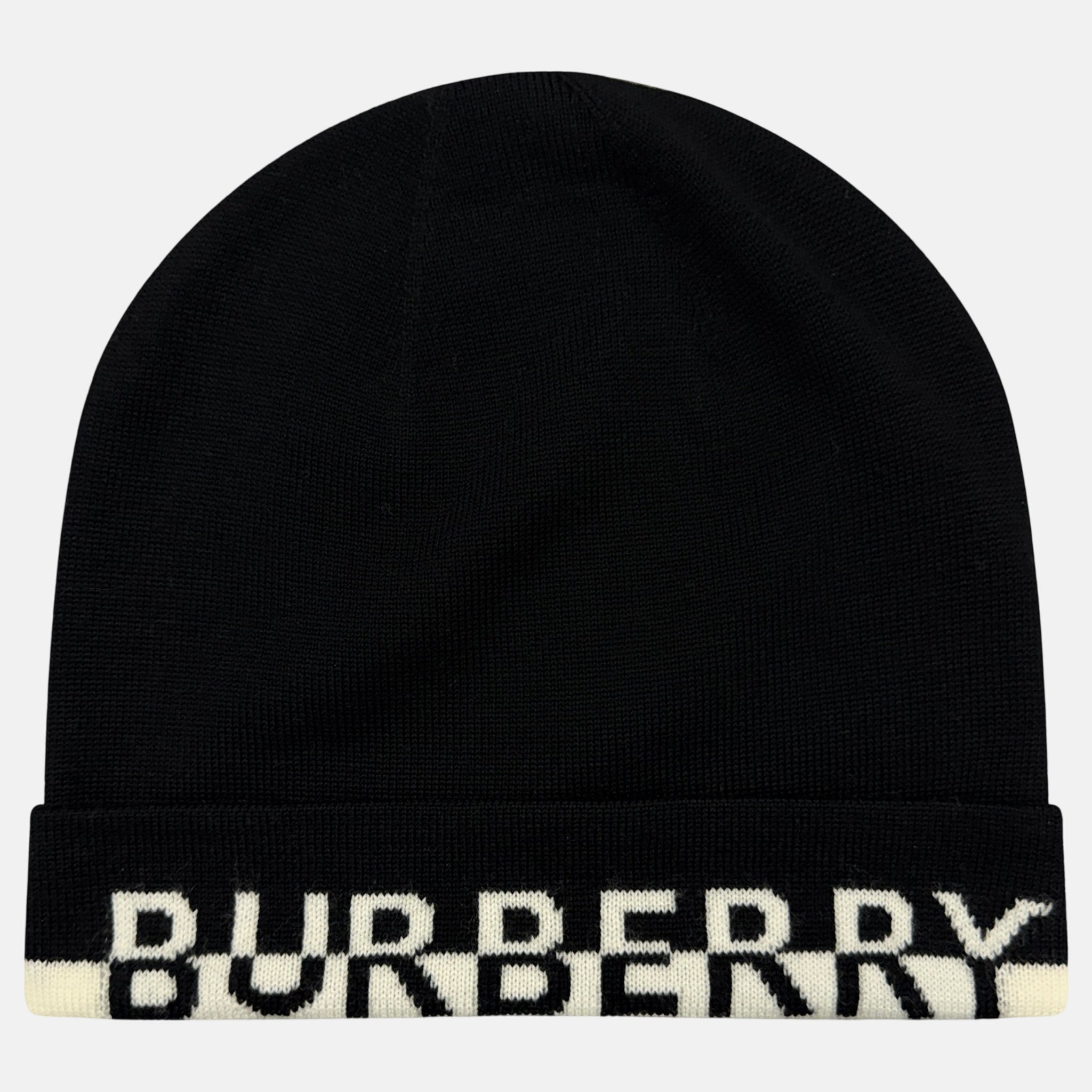 Burberry Logo Wool Beanie Black White – Hat Box 1 | Studio DOS by Designer Outlet Sales
