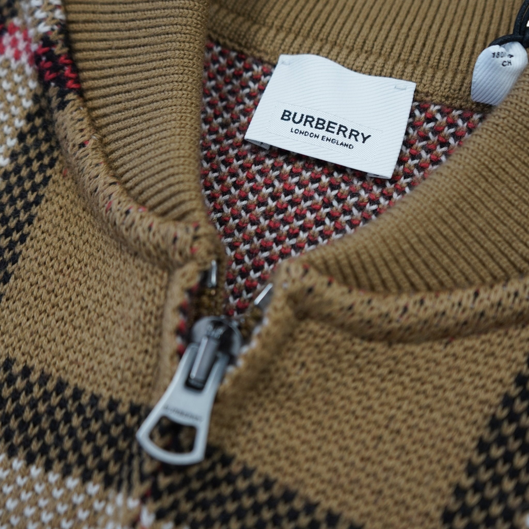 Burberry 'Morland' Knitted Wool Bomber Jacket Taupe Brown – C42 | Studio DOS by Designer Outlet Sales