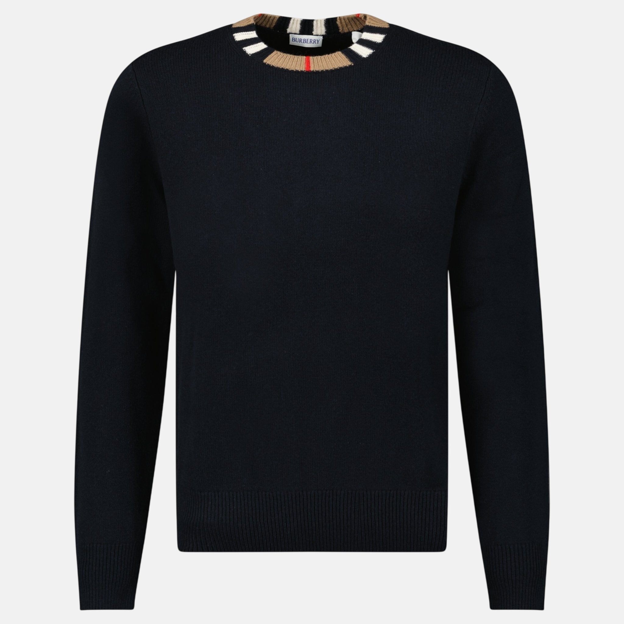 Burberry 'Noland' Check Neck Knitted Wool Cashmere Jumper Black – BIG BOX 2/3 | Studio DOS by Designer Outlet Sales