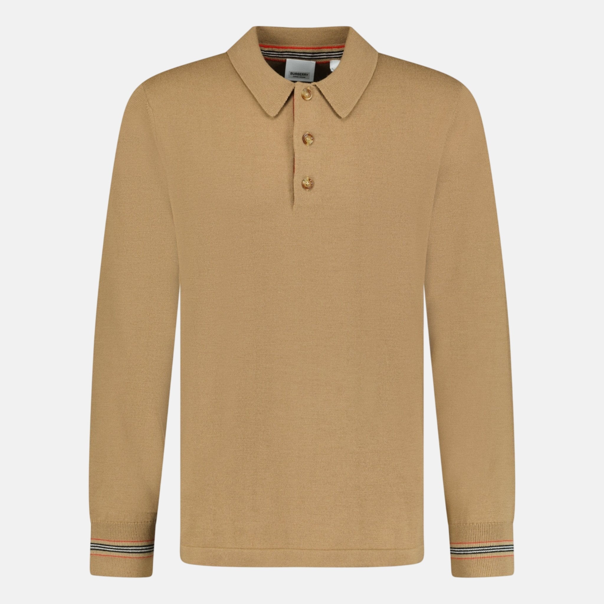 Burberry 'Pace' Long Sleeved Wool Polo Shirt Camel – C8 | Studio DOS by Designer Outlet Sales
