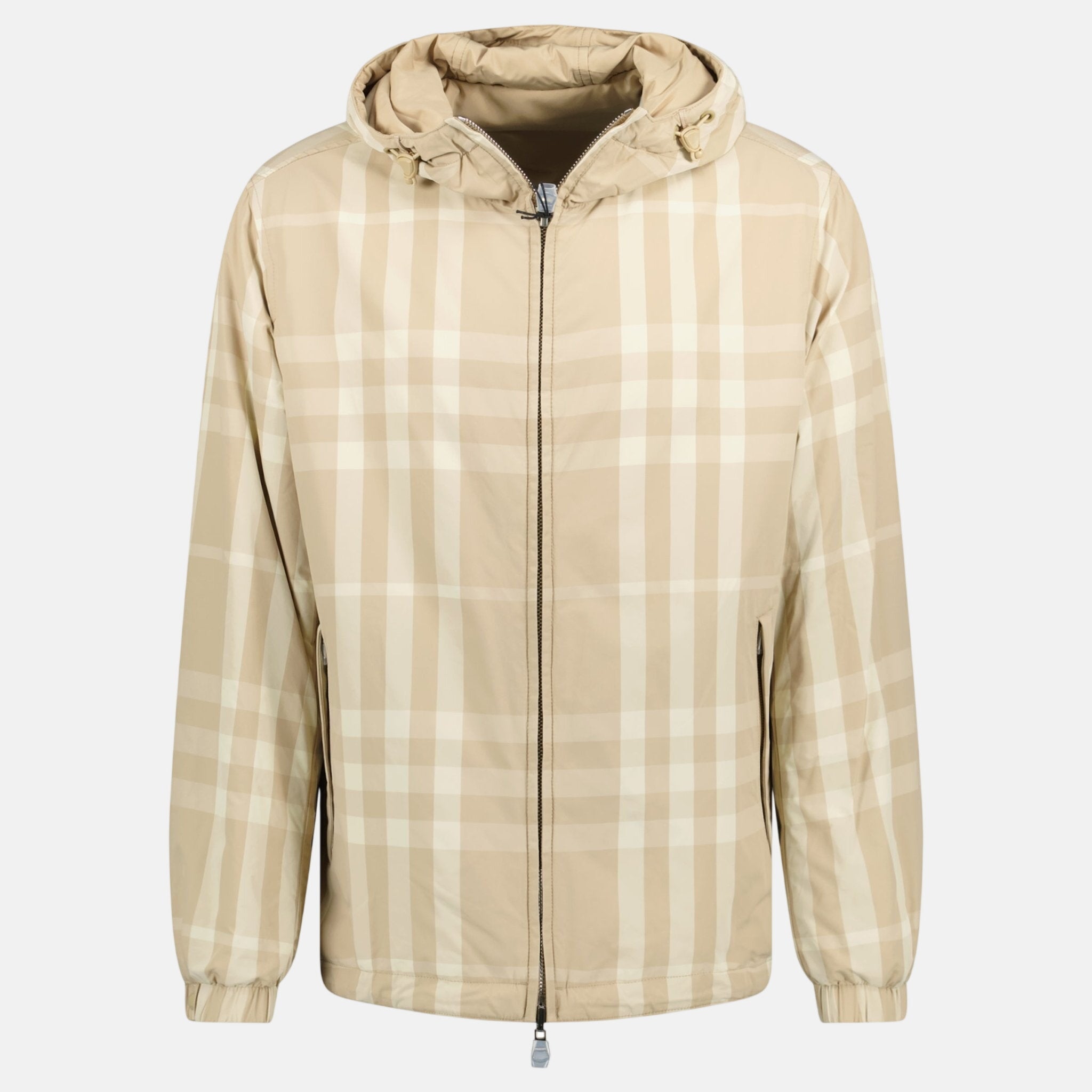 Burberry 'Stanford' Reversible Check Rear Logo Hooded Padded Jacket Beige – Rail 1 | Studio DOS by Designer Outlet Sales