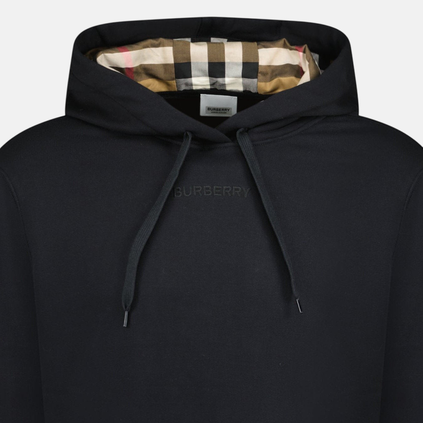 Burberry 'Talley' Embroidery Logo Check Hooded Sweatshirt Black – A73 | Studio DOS by Designer Outlet Sales