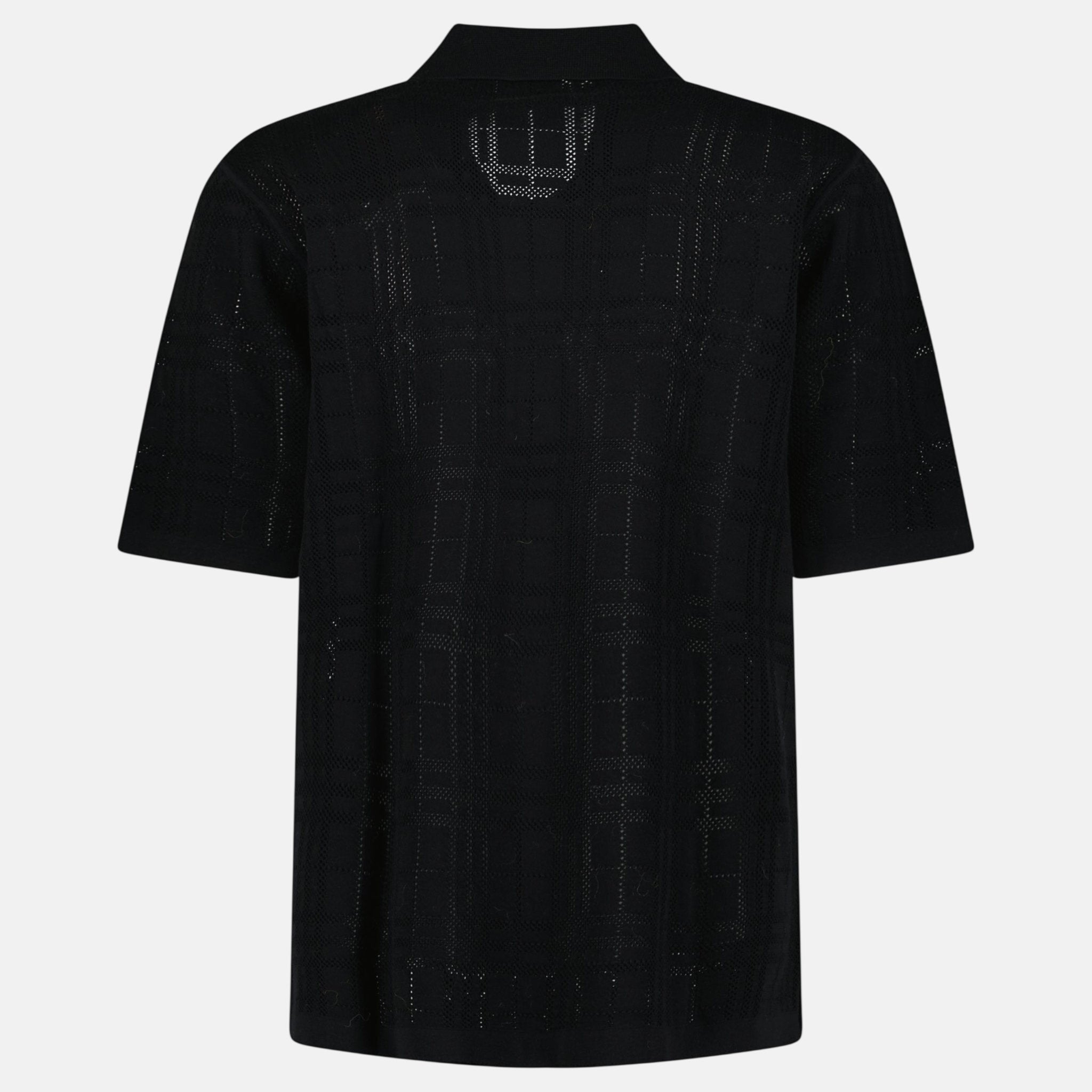 Burberry Tristam Check Knitted Polo Shirt Black – C26 | Studio DOS by Designer Outlet Sales