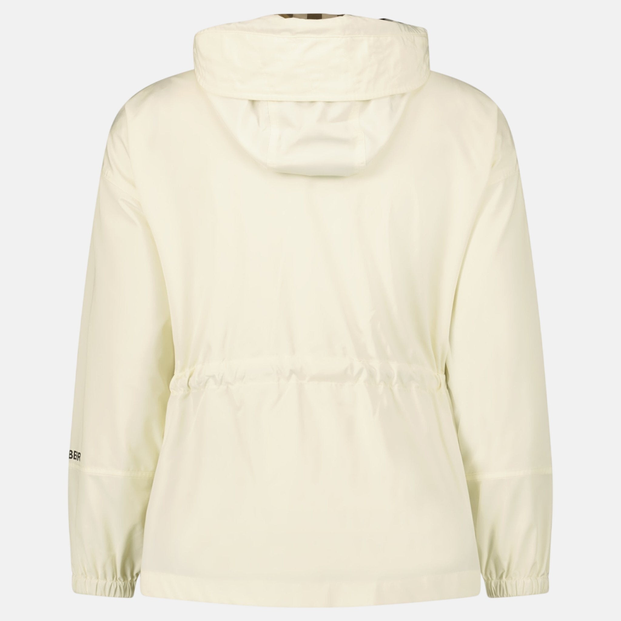 Burberry Womens 'Birley' Check Hooded Rain Jacket Vanilla – B30 | Studio DOS by Designer Outlet Sales