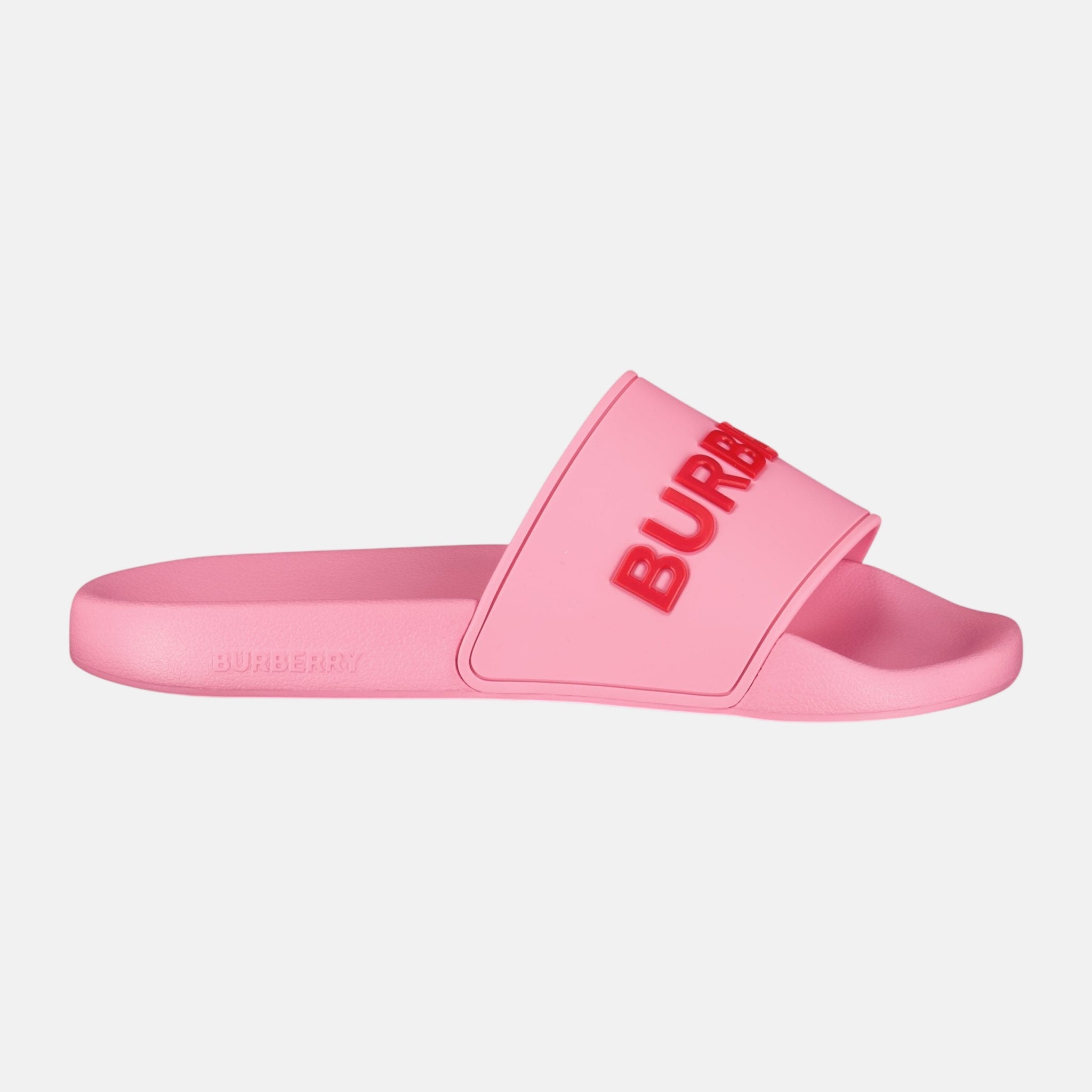 Burberry Womens Logo Tech Furley Sliders Bubblegum Pink – sku-55913740075389 | Studio DOS by Designer Outlet Sales
