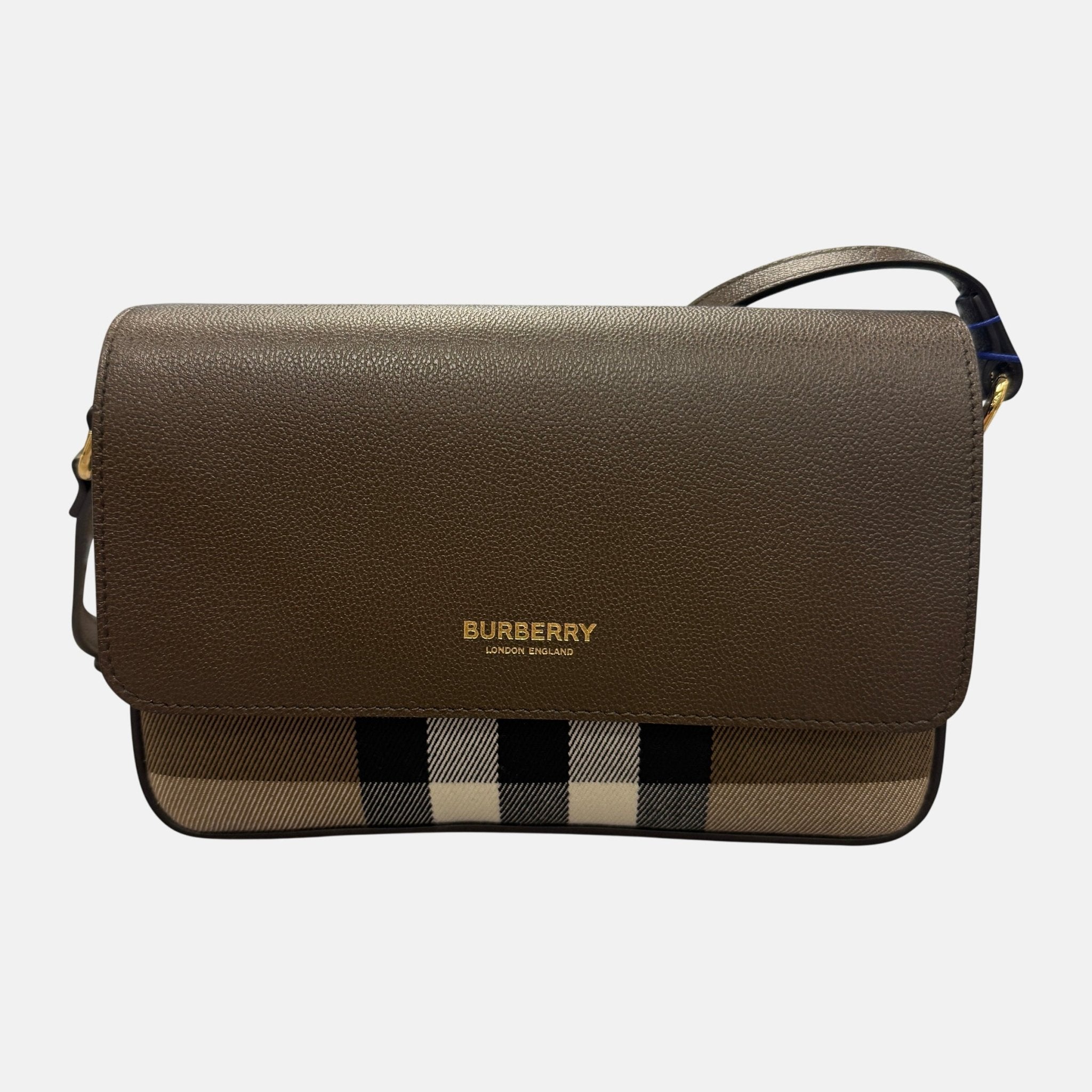 Burberry Womens 'New Hampshire' Leather Shoulder Bag Ebony Brown – G26 | Studio DOS by Designer Outlet Sales