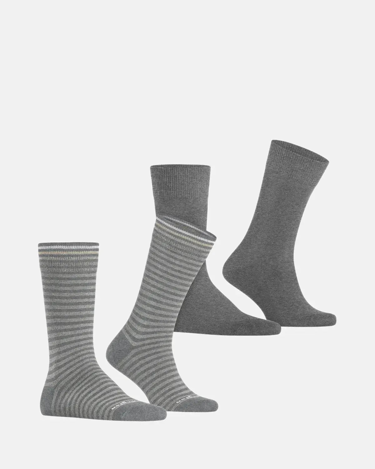 BURLINGTON MENS EVERYDAY STRIPE 2 - PACK SOCKS LIGHT GREY MELANGE – BURLINGTON-21087-3390-40-46 | Studio DOS by Designer Outlet Sales