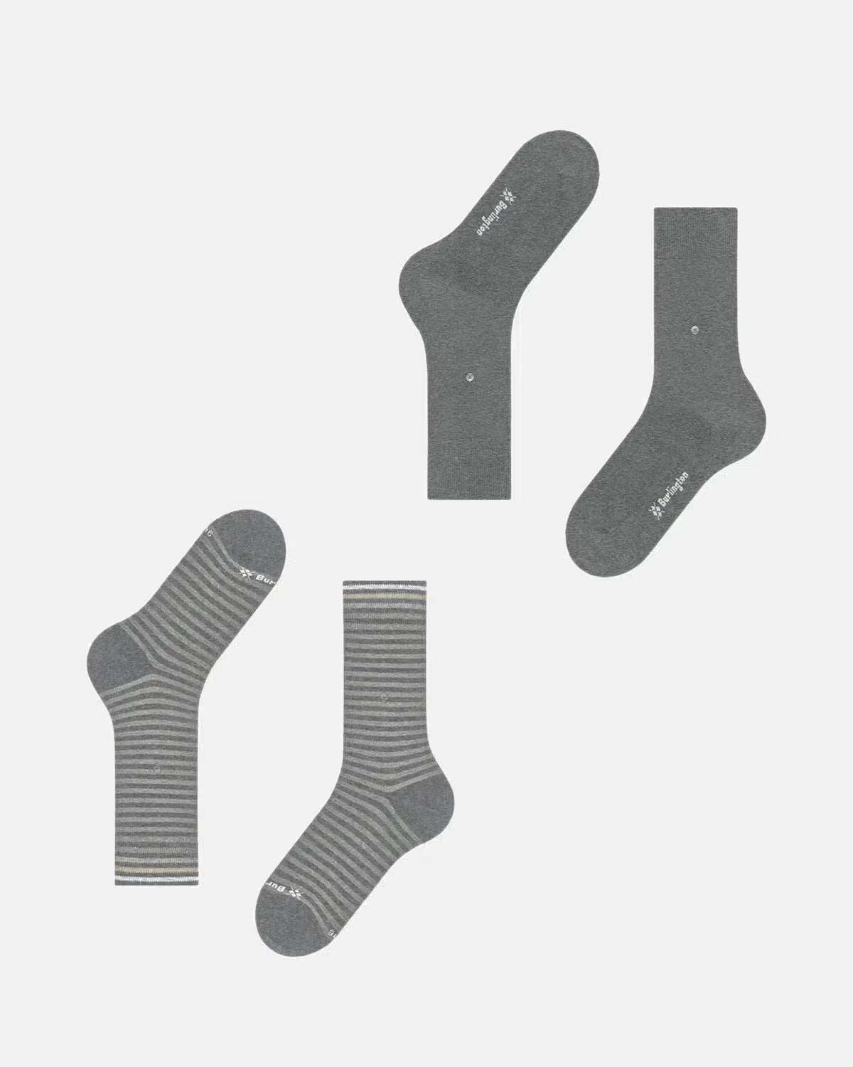 BURLINGTON MENS EVERYDAY STRIPE 2 - PACK SOCKS LIGHT GREY MELANGE – BURLINGTON-21087-3390-40-46 | Studio DOS by Designer Outlet Sales