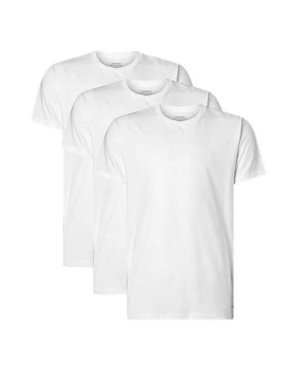 CALVIN KLEIN MENS 3 PACK COTTON CLASSICS T-SHIRTS WHITE-Designer Outlet Sales