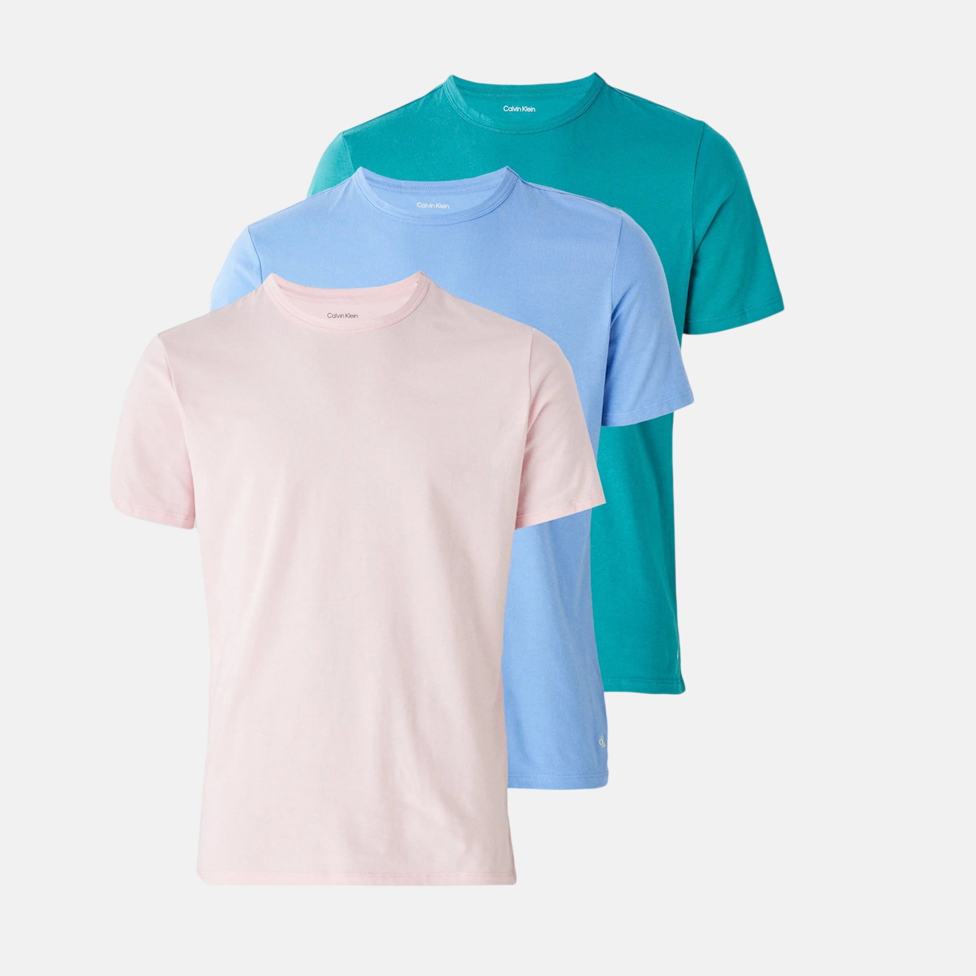 Calvin Klein Mens 3 Pack Cotton Stretch T-Shirts Buff Pink Bayou Glacier – SPR355-S | Studio DOS by Designer Outlet Sales