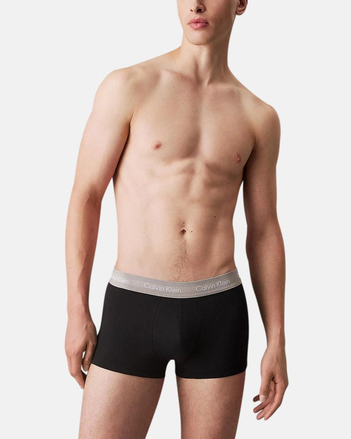 CALVIN KLEIN MENS 3-PACK LOW RISE TRUNKS BLACK B-ROCK RIDGE-Designer Outlet Sales