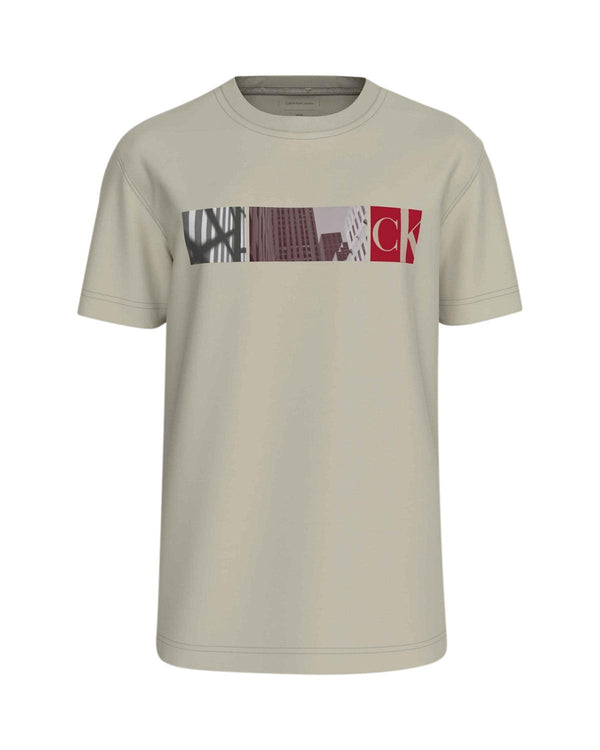 CALVIN KLEIN MENS CITY BLOCK T-SHIRT PELICAN-Designer Outlet Sales