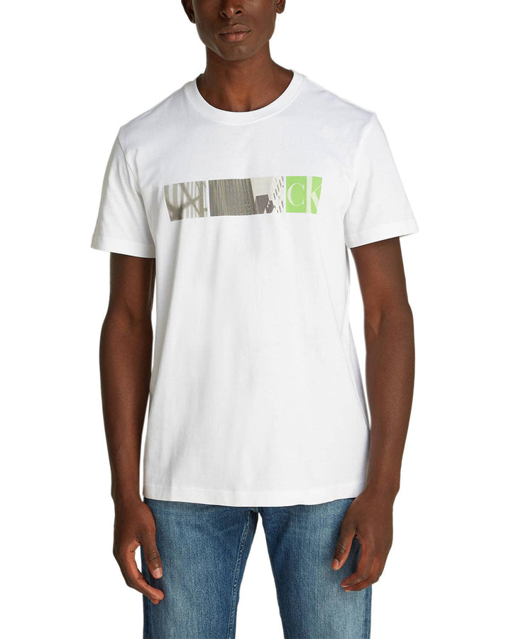 CALVIN KLEIN MENS CITY BLOCK T-SHIRT WHITE-Designer Outlet Sales