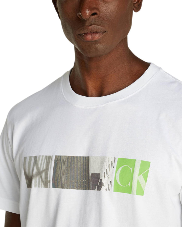 CALVIN KLEIN MENS CITY BLOCK T-SHIRT WHITE-Designer Outlet Sales