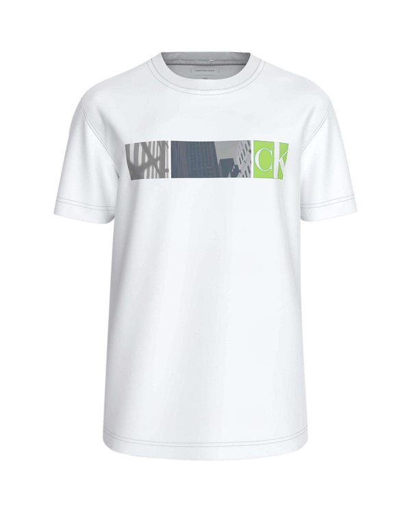 CALVIN KLEIN MENS CITY BLOCK T-SHIRT WHITE-Designer Outlet Sales