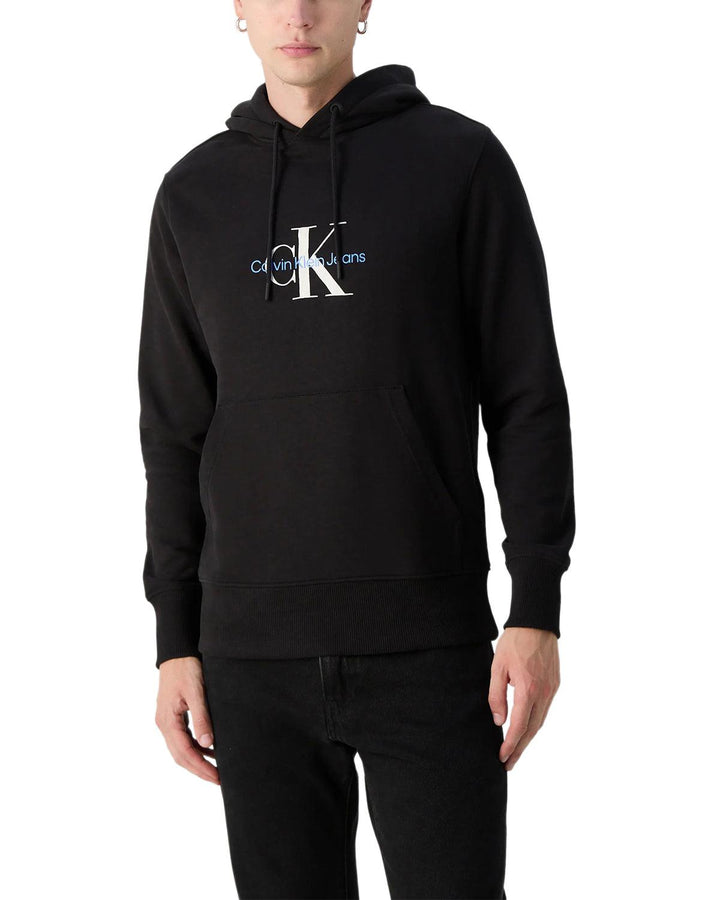 CALVIN KLEIN MENS DISTRESSED MONOLOGO HOODIE BLACK-Designer Outlet Sales