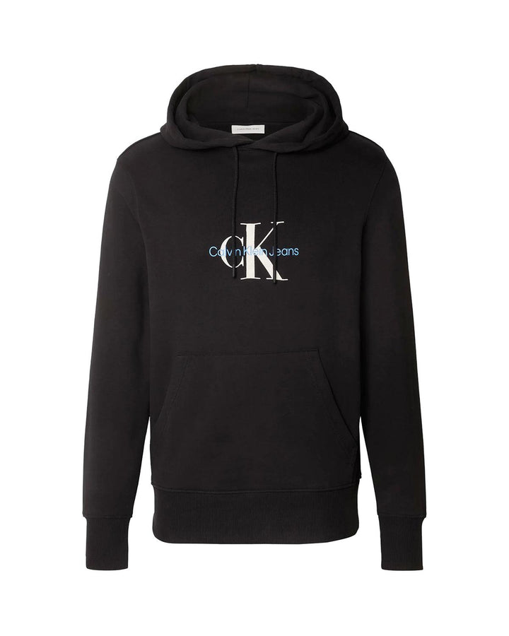 CALVIN KLEIN MENS DISTRESSED MONOLOGO HOODIE BLACK-Designer Outlet Sales