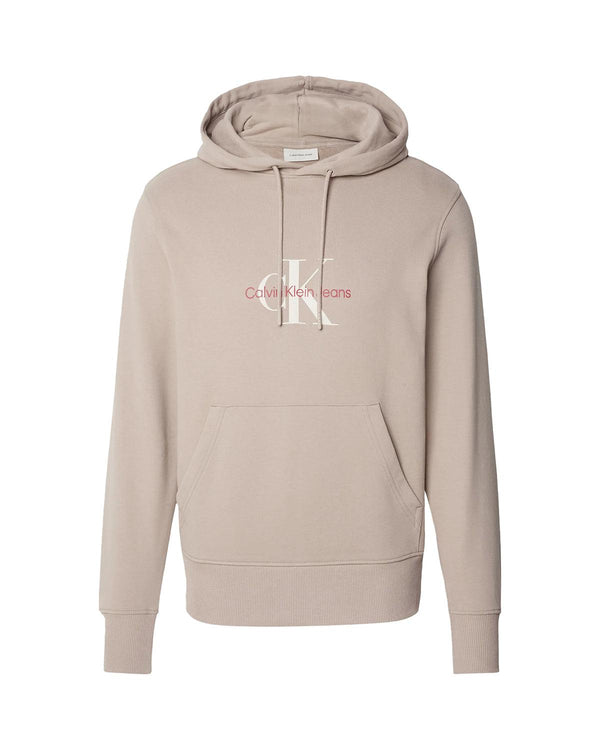 CALVIN KLEIN MENS DISTRESSED MONOLOGO HOODIE GOAT-Designer Outlet Sales