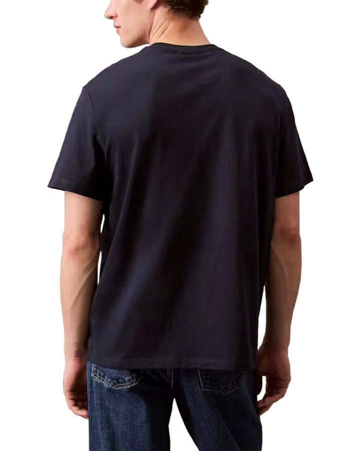 CALVIN KLEIN MENS EMBROIDERED MONOGRAM T-SHIRT DARK SAPPHIRE-Designer Outlet Sales