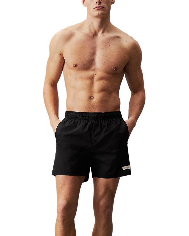 CALVIN KLEIN MENS MEDIUM DRAWSTRING SWIM SHORTS BLACK-Designer Outlet Sales