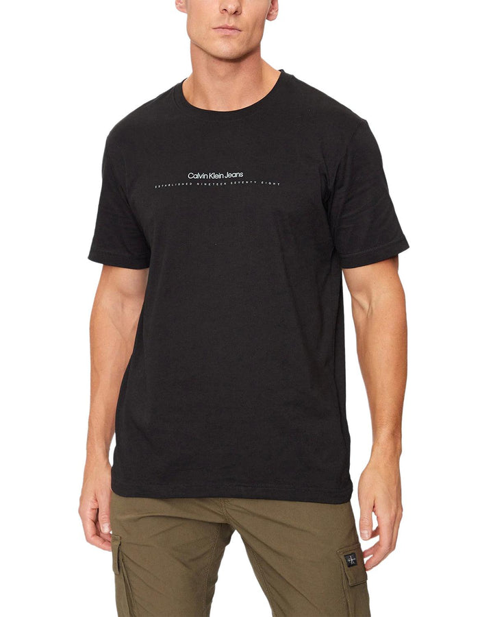 CALVIN KLEIN MENS MINIMAL LOGO T-SHIRT BLACK-Designer Outlet Sales