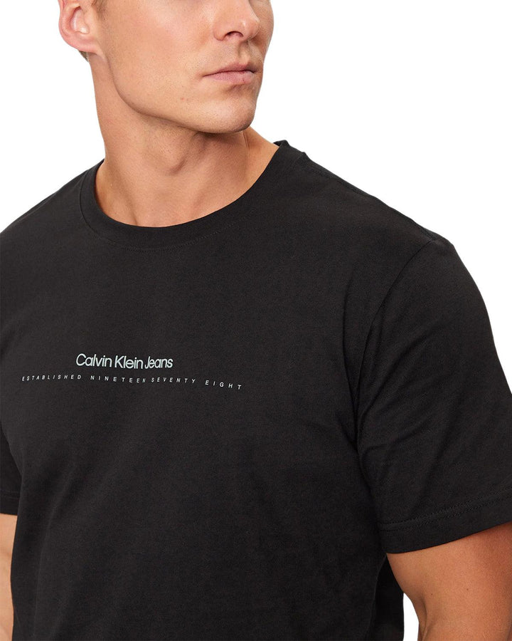 CALVIN KLEIN MENS MINIMAL LOGO T-SHIRT BLACK-Designer Outlet Sales