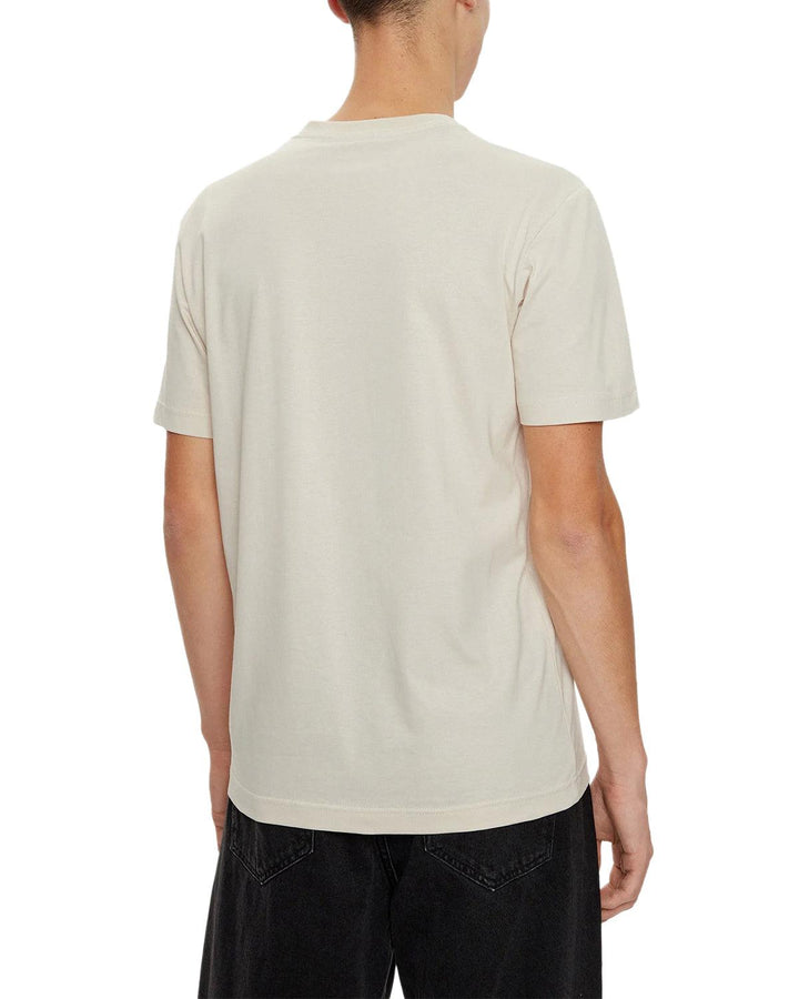 CALVIN KLEIN MENS MINIMAL LOGO T-SHIRT MOONBEAM-Designer Outlet Sales