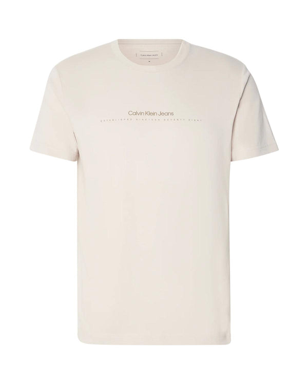 CALVIN KLEIN MENS MINIMAL LOGO T-SHIRT MOONBEAM-Designer Outlet Sales